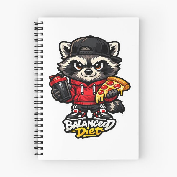 Item preview, Balanced Diet Raccoon – Funny Gym Pizza & Protein Shake Cartoon designed and sold by Aesthicer.