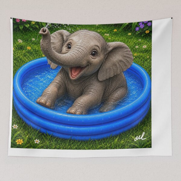 Item preview, Paddling Elephant designed and sold by MariaLouise-Art.