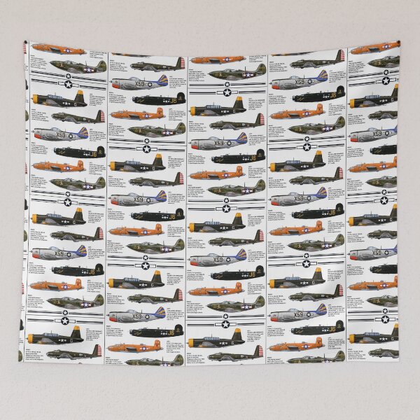 Artikelvorschau, Poster mit Flugzeugprofilen aus dem Zweiten Weltkrieg | Historische Illustration der Militärluftfahrt entworfen und verkauft von PIXEL POP DESIGNS - Beyond the Norm!.