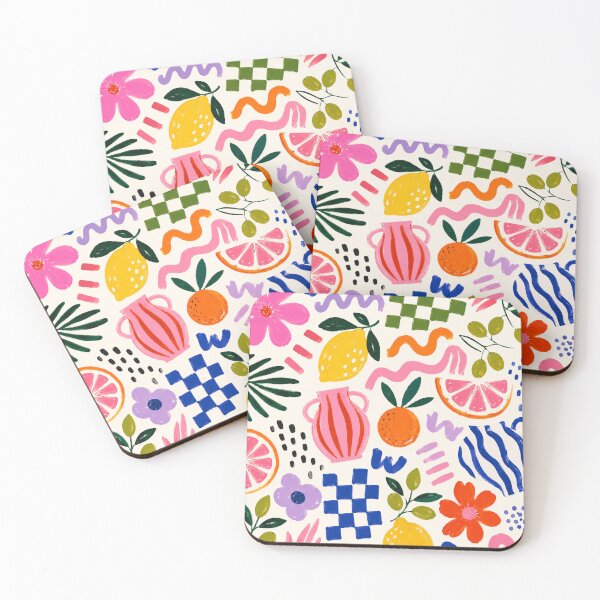 Item preview, Colorful Mediterranean Fruit & Floral Pattern | Citrus Lemon Orange Botanical Illustration | Summer Abstract Aesthetic | Retro Modern Art designed and sold by poppet103.