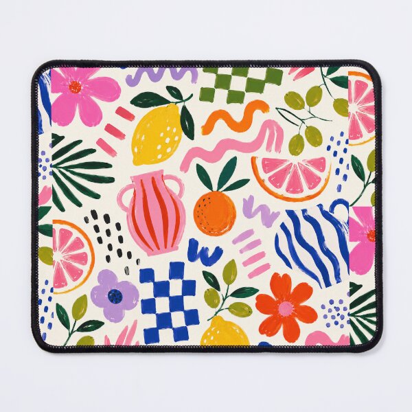 Item preview, Colorful Mediterranean Fruit & Floral Pattern | Citrus Lemon Orange Botanical Illustration | Summer Abstract Aesthetic | Retro Modern Art designed and sold by poppet103.