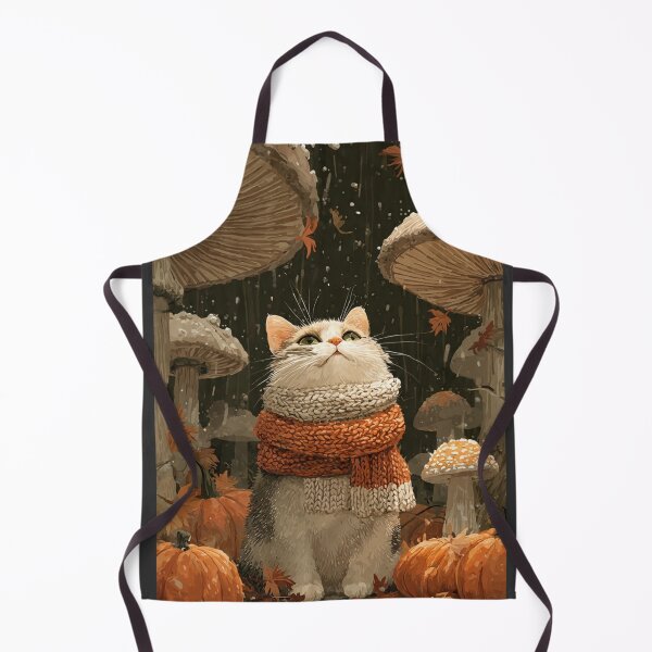 Item preview, Cozy Autumn Cat Art Print, Mushroom Forest Fall Cat Illustration designed and sold by Moody Vibes Studio.