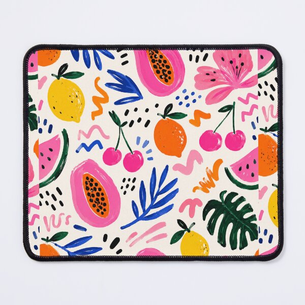 Item preview, Colorful Tropical Fruit Pattern | Pink Papaya Lemon Cherry Watermelon Botanical Print | Summer Abstract Aesthetic | Whimsical Fruit Illustration designed and sold by poppet103.