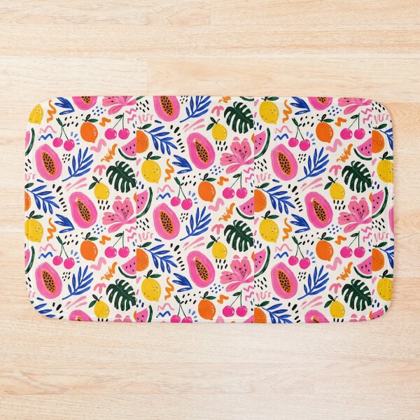 Item preview, Colorful Tropical Fruit Pattern | Pink Papaya Lemon Cherry Watermelon Botanical Print | Summer Abstract Aesthetic | Whimsical Fruit Illustration designed and sold by poppet103.