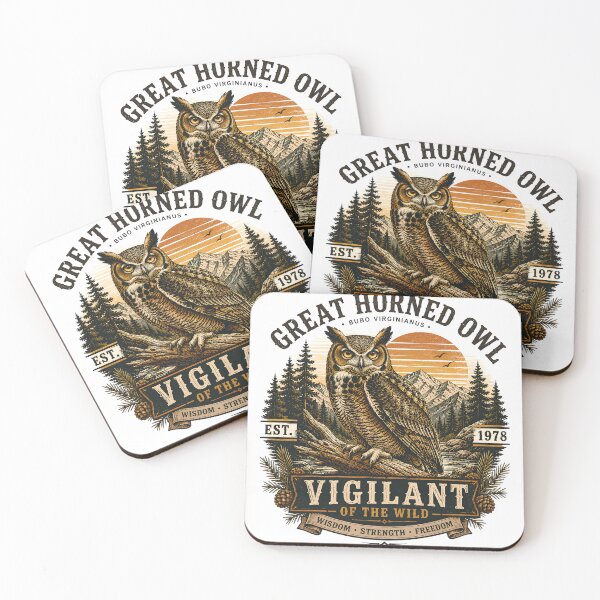 Item preview, Great Horned Owl Vintage Heritage Badge Design designed and sold by Velnoxar.