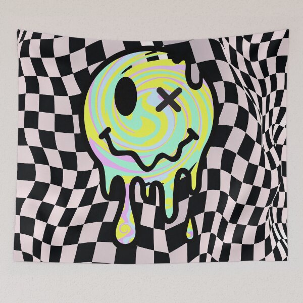 Item preview,  Melting Trippy Smiley Face Warped Checkerboard designed and sold by Side By Side Studio.