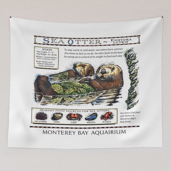 Item preview, Monterey Bay Aquarium Otter Vintage Cute Fan designed and sold by NuralsArt.