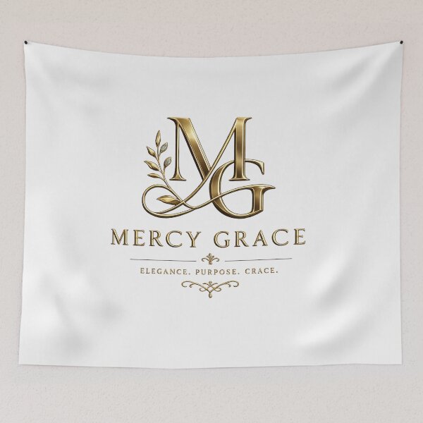 Item preview, Mercy Grace | Luxury Christian Monogram | Gold MG Faith Logo Tee designed and sold by KINGDOM GOLD STUDIO.