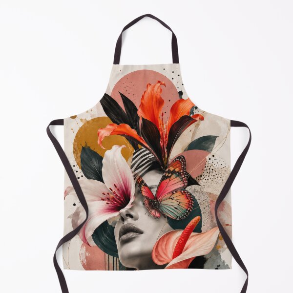 Item preview, Woman Pink Lily Butterfly Coral Flowers Geometric Wall Art Print designed and sold by Leogasup.