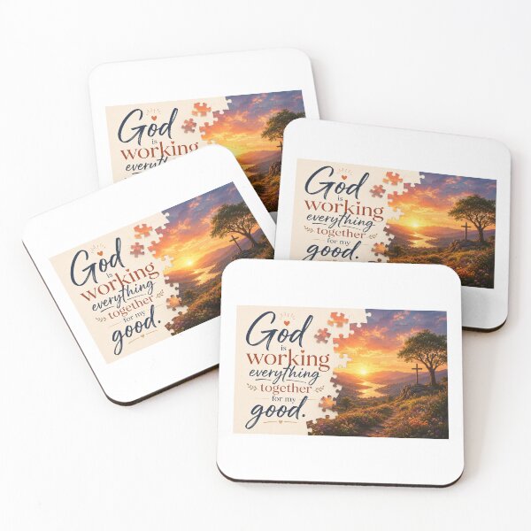 Item preview, God Is Working Everything Together for My Good – Christian Sunset Typography with Puzzle Design designed and sold by Alpha-Hood.