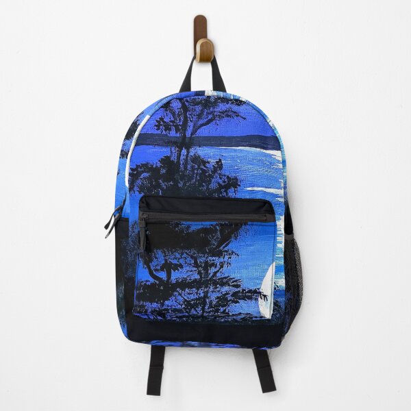 Item preview, Blue Moonlit Lake — Full Moon Night Landscape, Lake Reflection Art Print designed and sold by ArtByShoonya.