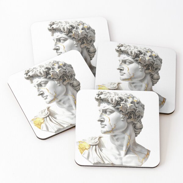 Item preview, Watercolor Metallic Greek Bust Statue Illustration designed and sold by BetweenForms.