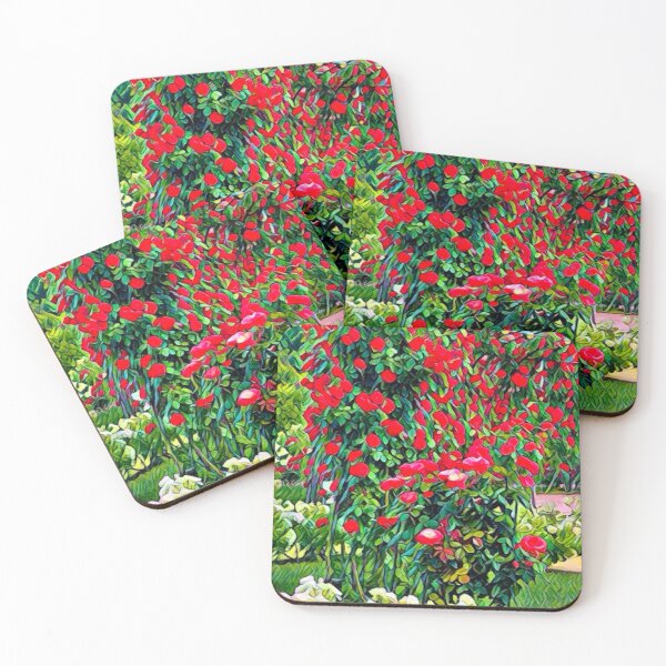 Item preview, Abstract Impressionist Red Rose Bush Garden Digital Art designed and sold by BalkanBloomArt.