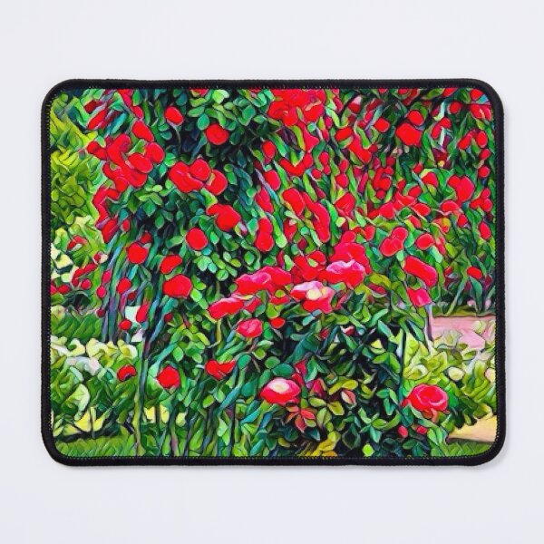 Item preview, Abstract Impressionist Red Rose Bush Garden Digital Art designed and sold by BalkanBloom.