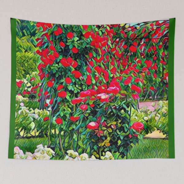 Item preview, Abstract Impressionist Red Rose Bush Garden Digital Art designed and sold by BalkanBloom.
