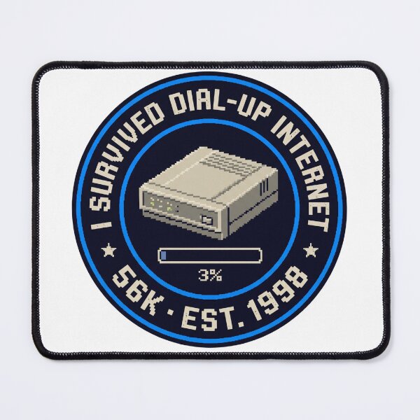 Item preview, I Survived Dial-Up Internet 56K Retro Modem Pixel Art Badge Funny 90s Nostalgia designed and sold by Gaming Retro.