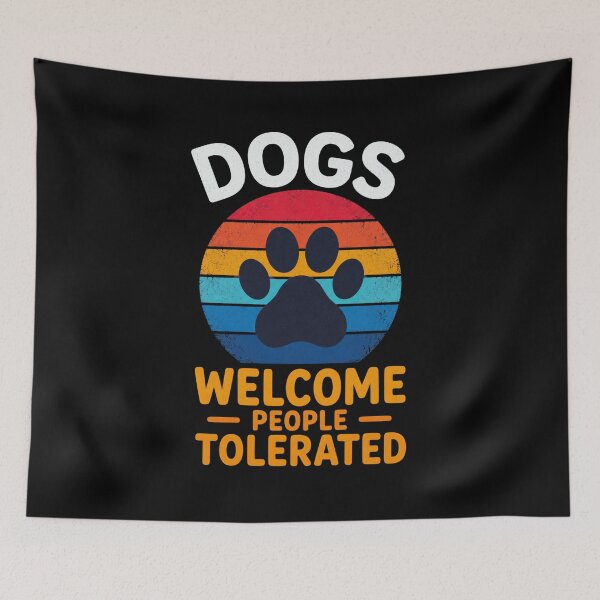 Item preview, Dogs Retro Rainbow Paw Print Welcome People Tolerated designed and sold by FormalDehyena.