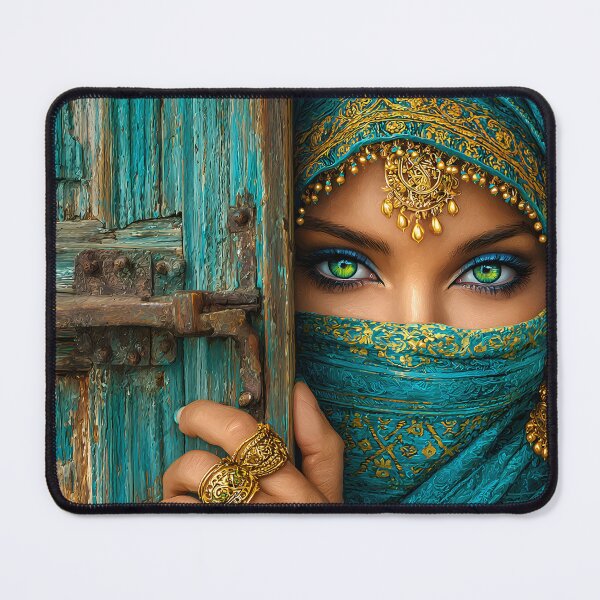 Item preview, Mesmerizing Woman with Turquoise Headscarf designed and sold by Artessie.