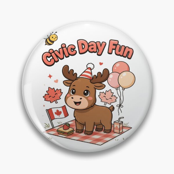 Item preview, Cute Kawaii Civic Day Canada | Maple Leaf Moose Picnic Pastel Summer Celebration designed and sold by InspiredCreatives.