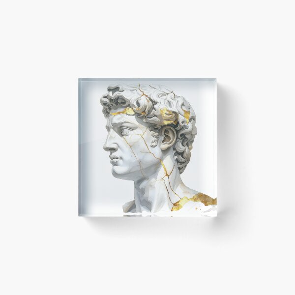 Item preview, Watercolor Metallic Greek Bust Statue Illustration designed and sold by BetweenForms.