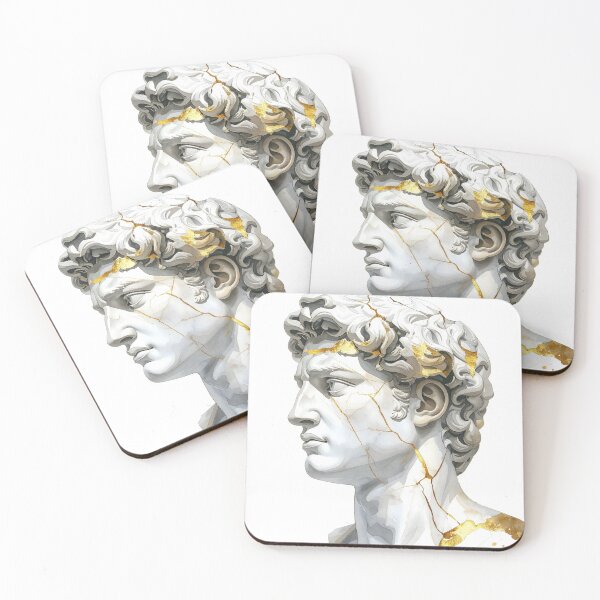 Item preview, Watercolor Metallic Greek Bust Statue Illustration designed and sold by BetweenForms.