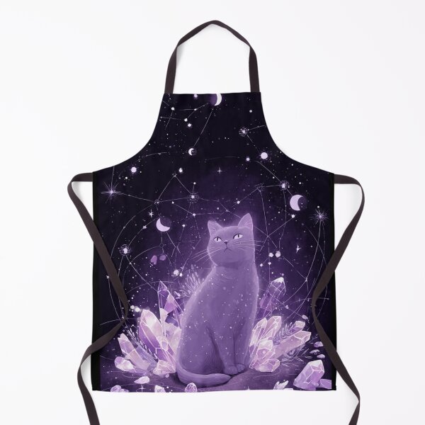Item preview, Celestial Cat Art Print, Purple Crystal Moon Phase Witchy Wall Decor designed and sold by Moody Vibes Studio.