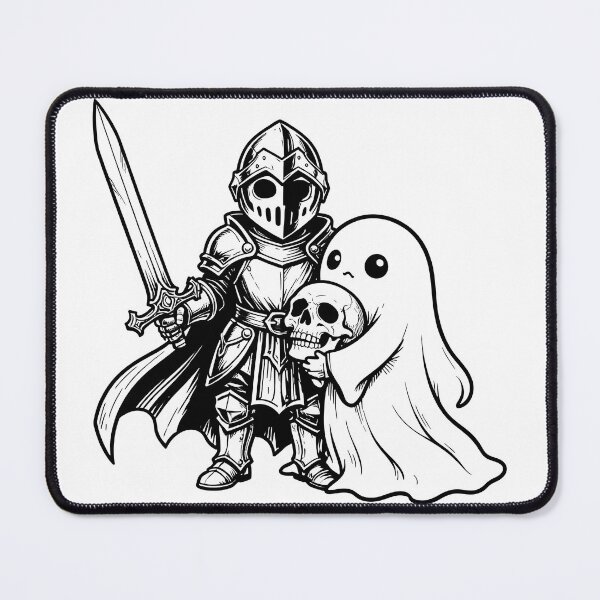 Item preview, Chibi Knight and Cute Ghost with Skull Lineart designed and sold by KCasual.