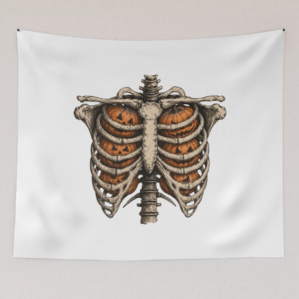 Item preview, vintage Halloween retro Ribcage Pumpkins Spooky gift funny designed and sold by Amzkao.