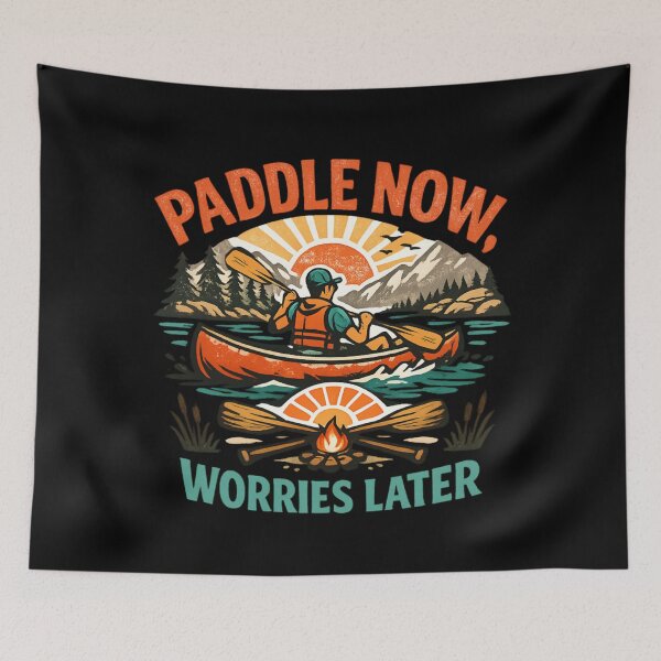 Item preview, Paddle Now Worries Later - Canoeing Adventure Vintage Outdoor  designed and sold by SidTastic .