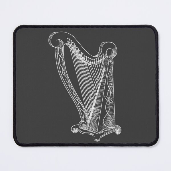 Item preview, Boceto de arpa celta estilo blanco designed and sold by AssortedDrawings.