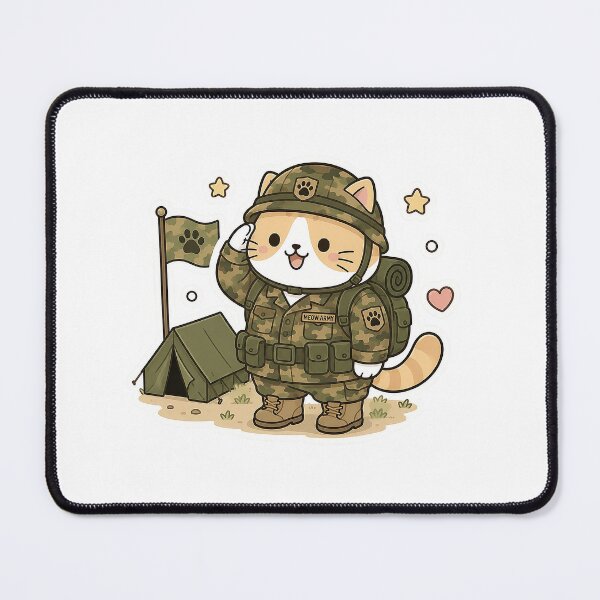 Item preview, Cute Soldier Cat Kawaii Military Army Kitty Brave Hero Illustration designed and sold by NoopnyangStudio.