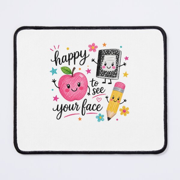 Item preview, happy cute school supplies with apple and notebook art designed and sold by FormalDehyena.