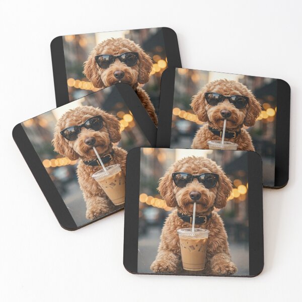 Item preview, Funny Goldendoodle Iced Coffee Dog With Sunglasses Humor designed and sold by FreshVibe Prints.