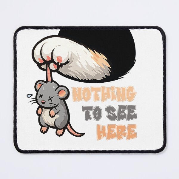 Item preview, Cute Cat Holding Mouse Cartoon Design | Funny Nothing To See Here Animal Illustration designed and sold by CutPawStudio.