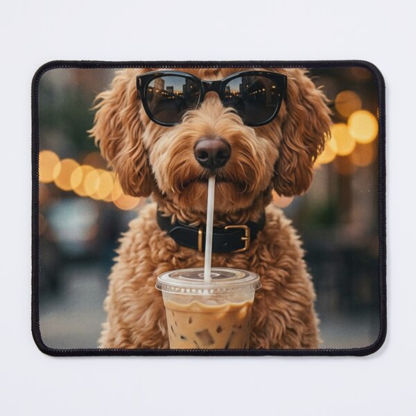 Item preview, Funny Goldendoodle Iced Coffee Dog With Sunglasses Humor designed and sold by FreshVibe Prints.