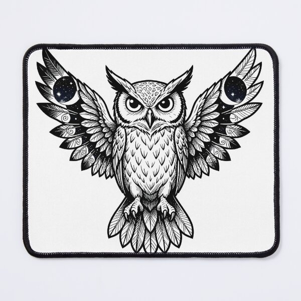 Item preview, Mystical Celestial Owl with Moon and Stars Lineart designed and sold by KCasual.
