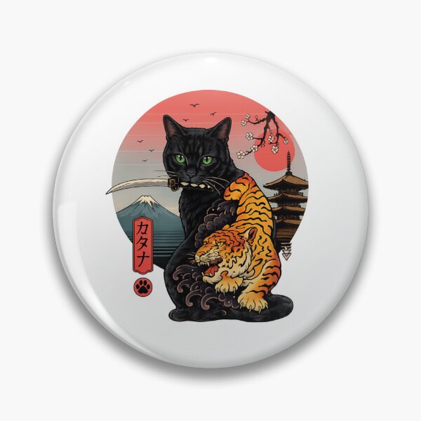 Item preview, Black Samurai Cat Japanese Tattoo | Tiger Warrior Anime Aesthetic designed and sold by AMIR PRO .