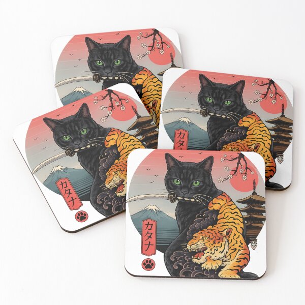 Item preview, Black Samurai Cat Japanese Tattoo | Tiger Warrior Anime Aesthetic designed and sold by AMIR PRO .