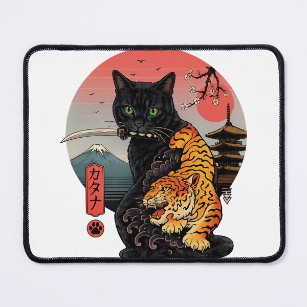 Item preview, Black Samurai Cat Japanese Tattoo | Tiger Warrior Anime Aesthetic designed and sold by AMIR PRO .