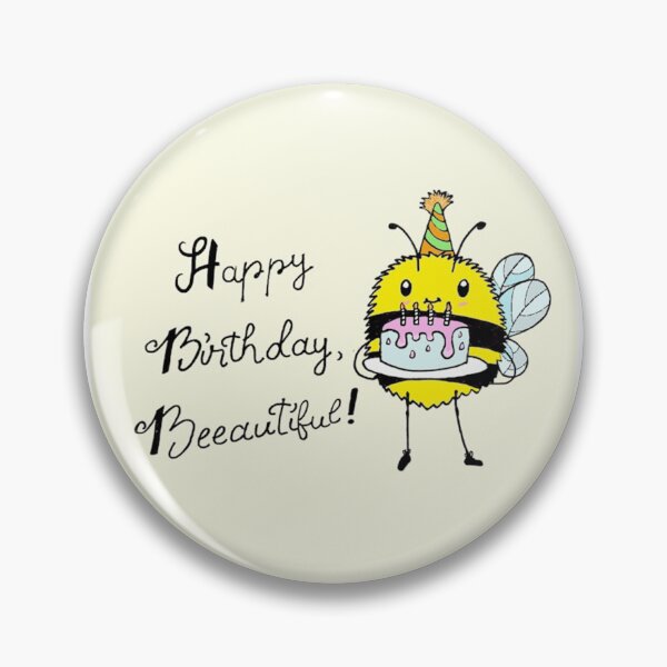 Item preview, Happy Birthday Beeutiful Cute Kawaii Bee Pun Card designed and sold by TinyPawDesigns.