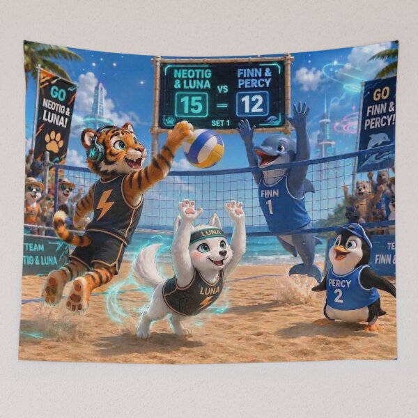 Item preview, Funny Tiger Wolf Beach Volleyball Sports Gift Cute Animal Team Game Art NeoTigLuna designed and sold by NeoTigLuna.