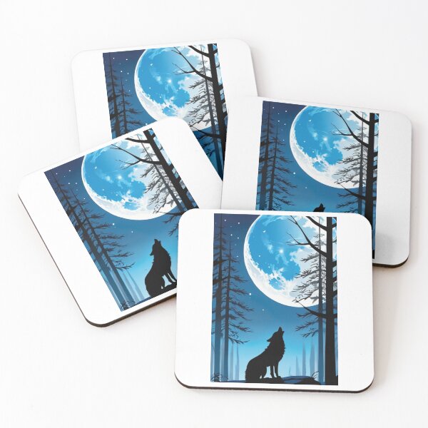 Item preview, Art - Solitary Wolf, Dreamlike and Melancholic Night Scene designed and sold by AnimeShin.