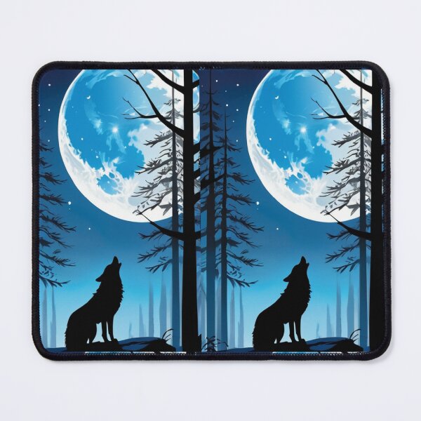 Item preview, Art - Solitary Wolf, Dreamlike and Melancholic Night Scene designed and sold by AnimeShin.
