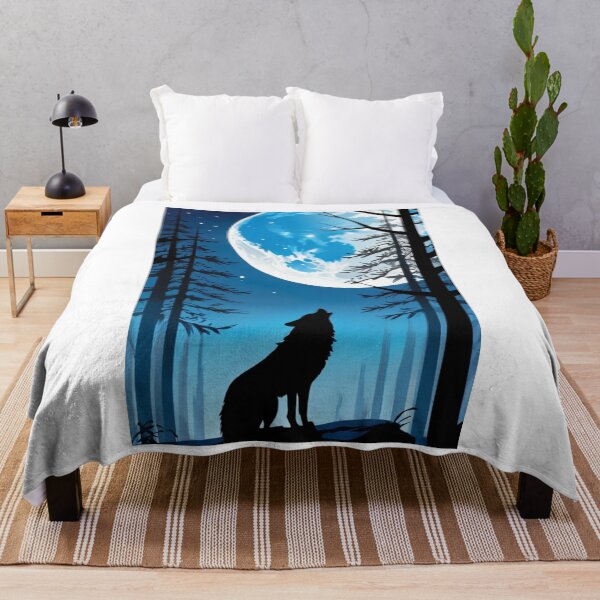 Item preview, Art - Solitary Wolf, Dreamlike and Melancholic Night Scene designed and sold by AnimeShin.