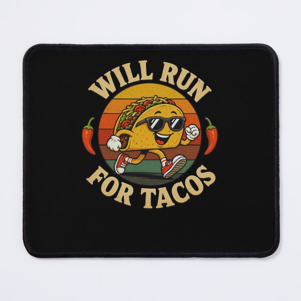 Item preview, tacos Running Taco Mascot with Sunglasses and Chili designed and sold by FormalDehyena.