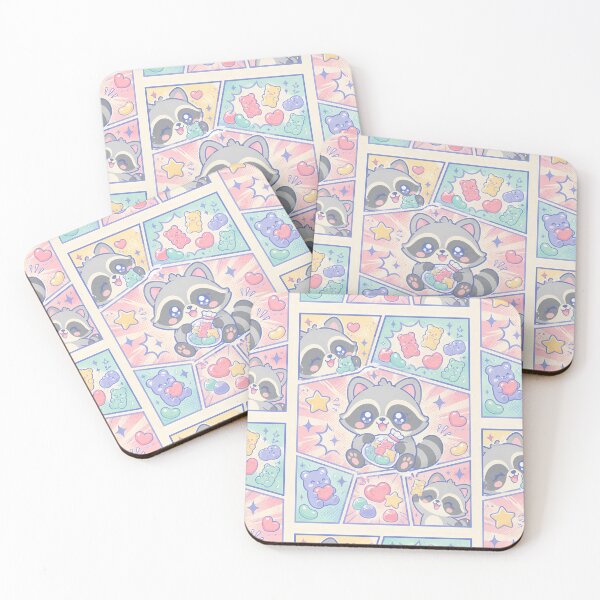 Item preview, Kawaii Raccoon Candy Gummies Pop Panels designed and sold by Magmashup.