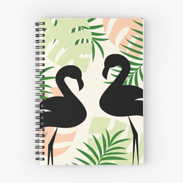 Item preview, Tropical Flamingo Silhouette With Summer Color Palm Leaves Pattern Background designed and sold by studioart.