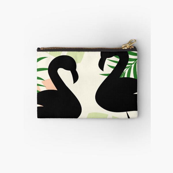 Item preview, Tropical Flamingo Silhouette With Summer Color Palm Leaves Pattern Background designed and sold by studioart.