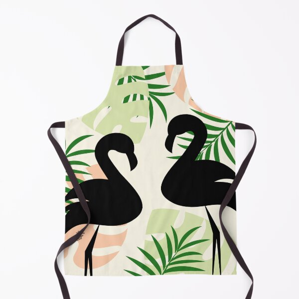 Item preview, Tropical Flamingo Silhouette With Summer Color Palm Leaves Pattern Background designed and sold by studioart.