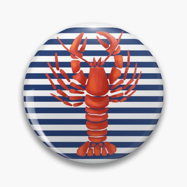 Item preview, Nantucket Style with Red Lobster Blue Stripes designed and sold by The Retromotel.